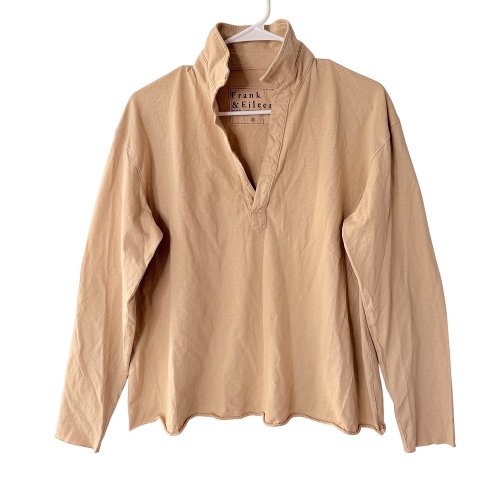 FRANK & EILEEN Tan Patrick Popover Minimalist Coastal Pullover Shirt MED $178